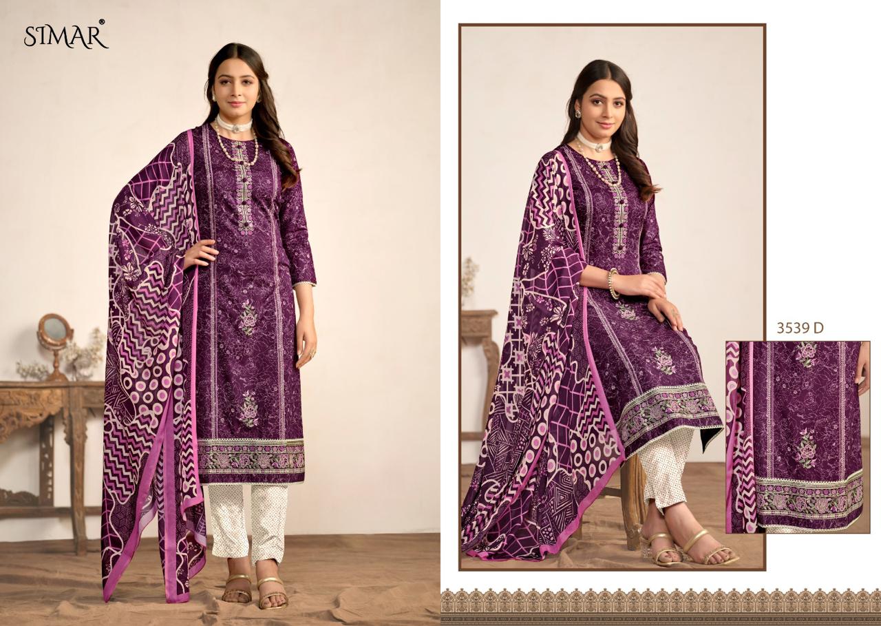Samara By Simar Glossy Embroidery Lawn Cotton Dress Material Wholesale Shop In Surat